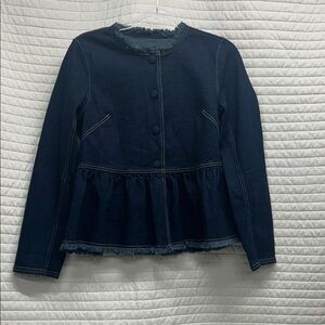 Pilcro Dark Blue Denim Jacket with Frayed Details
